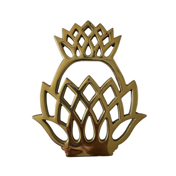 Virginia Metalcrafters Solid Brass Pineapple Footed Trivet Vintage 1976 - Picture 1 of 5